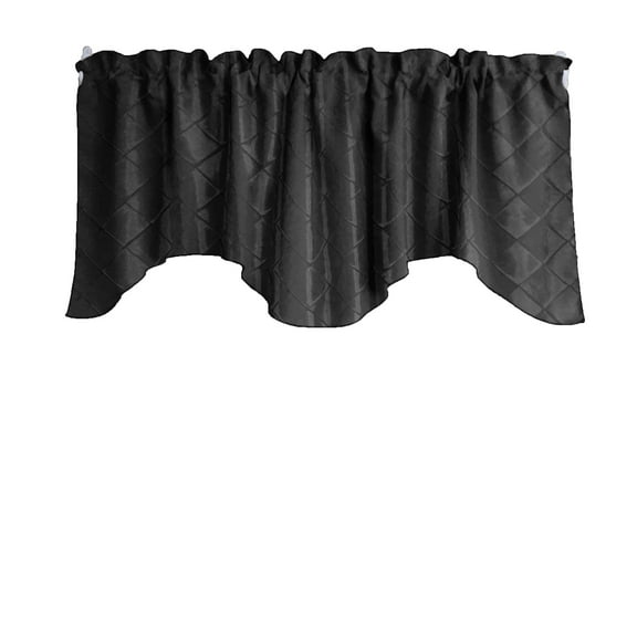Cross-Stitch Diamond Pattern Pintuck Taffeta Scalloped Valance Curtain Window Treatment Kitchen Home Décor 58" Wide / 20" Tall