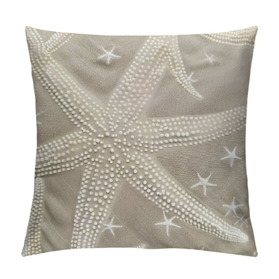 Qinduosi Tan Starfish Throw Pillow Covers Inch Set of  Coastal Coral Beach Nautical Pillow Covers Summer Farmhouse Pillowscase Linen Square Cushion Covers for Sofa Couch Bedroom Home Decoration White