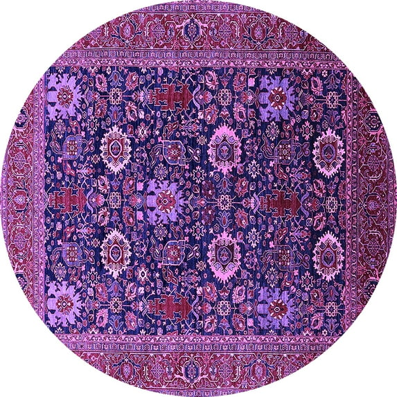 Ahgly Company Indoor Round Oriental Purple Industrial Area Rugs, 8' Round