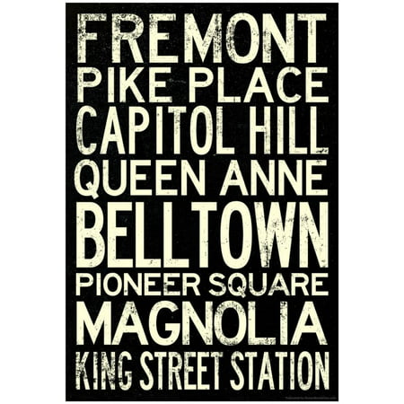 Seattle Transit Style Vintage RetroMetro Travel Poster - (Best Seattle Transit App)
