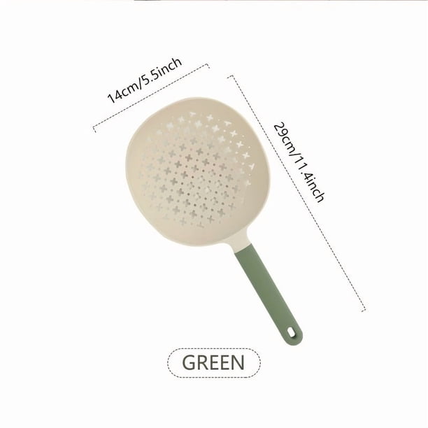 Colador de cocina, cuchara grande de drenaje de plástico de mango largo, resistente a altas temperaturas, fideos y albóndigas recuperados, suministros de cocina