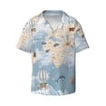 thumbnail image 5 of Picia Animals Travel World Map Men's Linen Shirts Short Sleeve Cuban Beach Shirts Casual Shirts Button Down Shirt for Men Beach Summer Wedding Shirt-3X-Large, 5 of 7