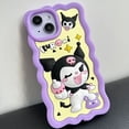 thumbnail image 1 of Funda de teléfono de Gel de sílice con botella de alimentación Sanrio Kuromi púrpura de dibujos animados para IPhone 14, 13, 12, 11 Pro Max, 14Pro, cubierta trasera suave anticaída Fivean unisex, 1 of 2