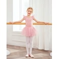 thumbnail image 5 of Oudiya Girls Ruffle Sleeve Shiny Ballet Leotard Tutu Dance Dresses for Ballerina Kids 3-11Y, 5 of 7