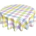 thumbnail image 1 of BETGINY Easter Plaid Round Tablecloth 60 Inch,Spring Coloring Checkered Table Cloth,Wrinkle Stain Waterproof Holiday Table Covers,Rustic Rainbow Small Fabric Farmhouse Tablecloths for Party Picnic, 1 of 5
