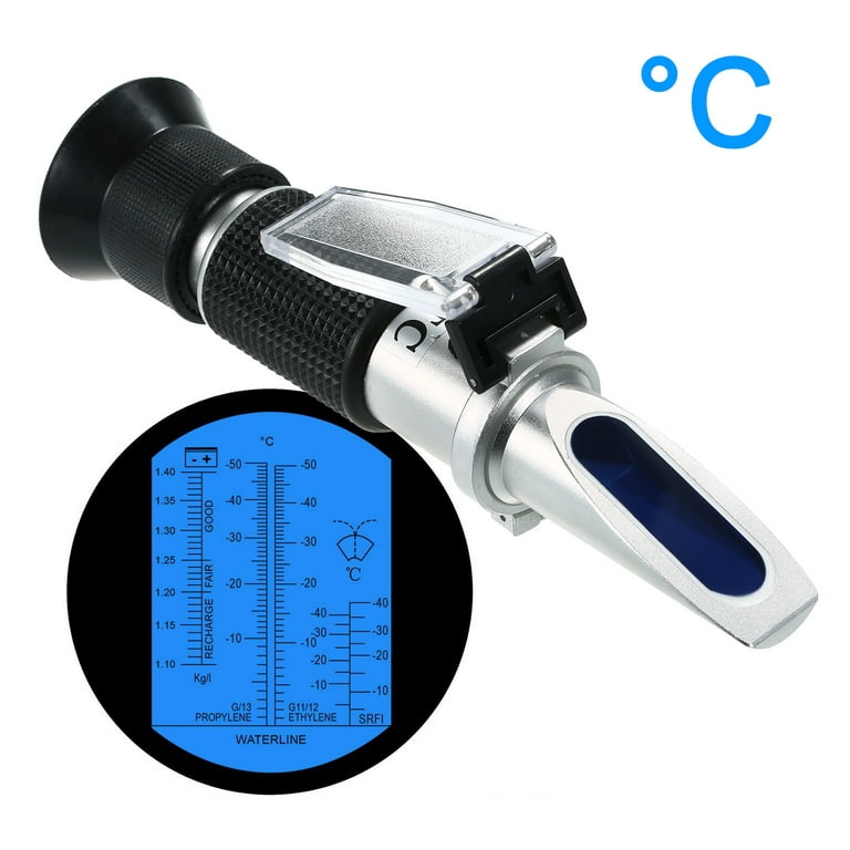 Antifreeze Refractometer Coolant Tester for Checking Freezing Point,  Concentration of Ethylene Glycol, Battery Acid Condition, Freezing Point  Meter