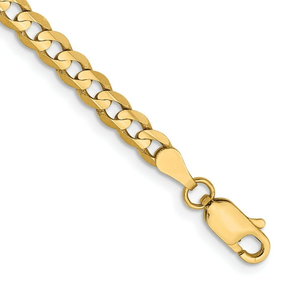 Primal Gold 14 Karat Yellow Gold 3.8mm Open Concave Curb Chain Bracelet