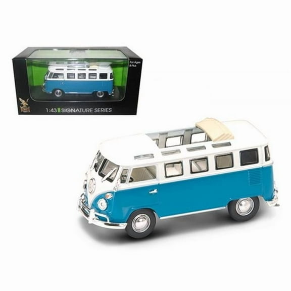 1962 Volkswagen Microbus Van Bus Blue with Open Roof 1-43 Diecast Car