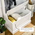thumbnail image 6 of HOMCOM 3-In-1 Entryway Hall Tree with Storage Bench, Coat Rack with Four Hooks, and Shoe Storage, White, 6 of 10