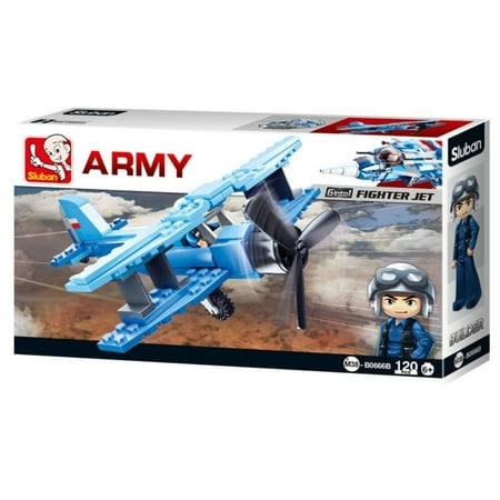 UPC: 0639939930739 | SlubanKids Army Aircraft Fighter Jet Building Blocks 120 Pcs set Building Toy Army Fighter Jet