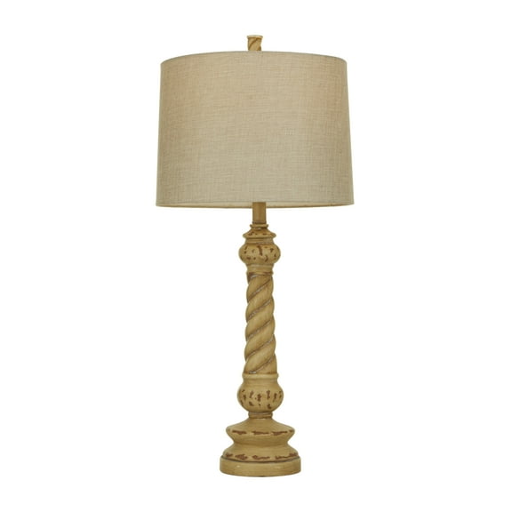 DecMode 31" Twisted Brown Table Lamp with Cream Linen Shade (2 Count)