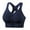 Blue, variant on Spdoo Women's Zip Front Closure Sports Bra Wirefree Post-Surgery Bra Padded Racerback Workout Gym Yoga Bras,Navy Blue S