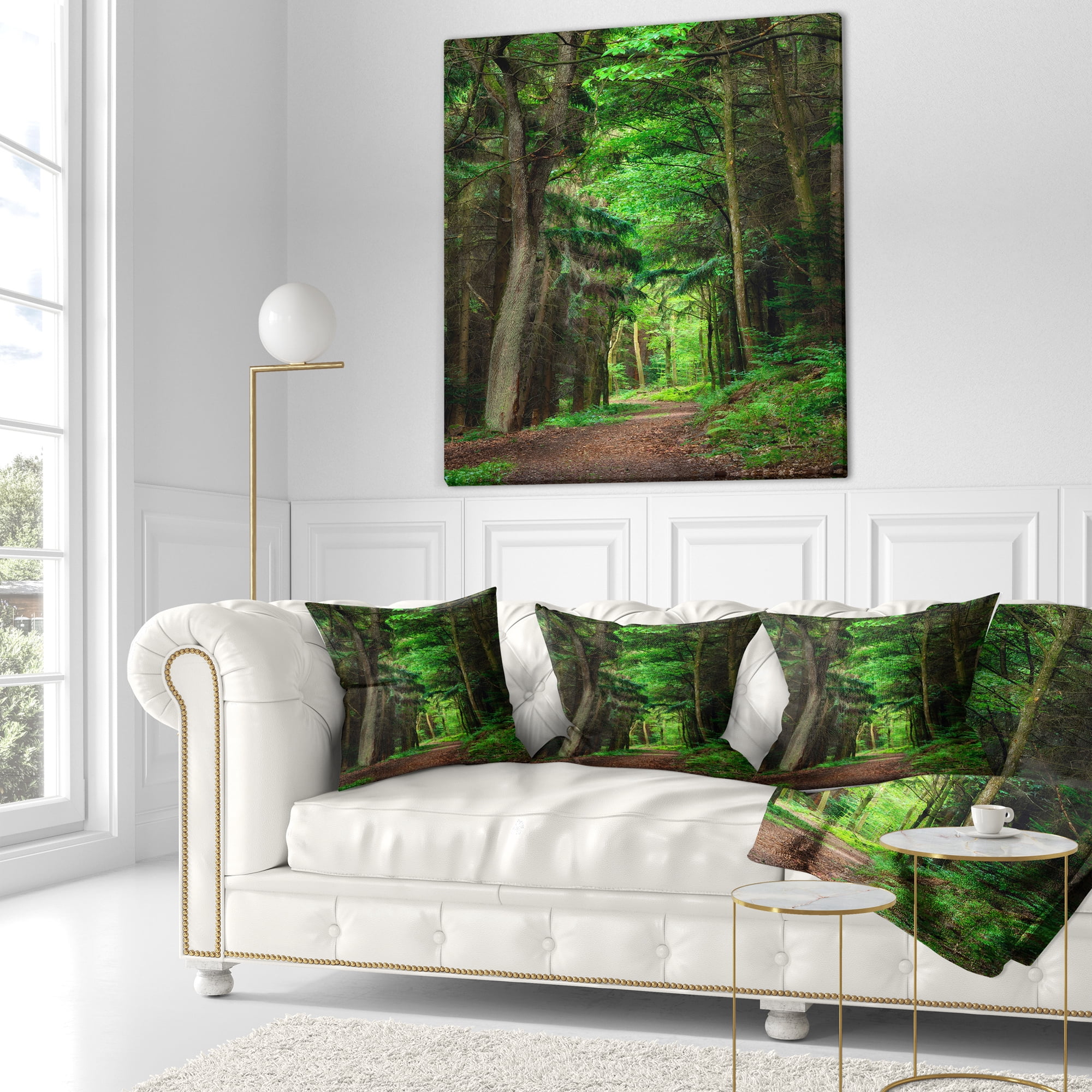 Designart Dreamy Greenery in Dense Forest - Forest Throw Pillow - 16x16