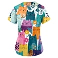 thumbnail image 3 of Iaqnaocc Scrub Tops Women Funny Cat Animal Print Nurse Uniforms Trendy V Neck Side Slits Scrub Shirt Holiday Short Sleeve Medical Workwear with Pockets Pink S, 3 of 5