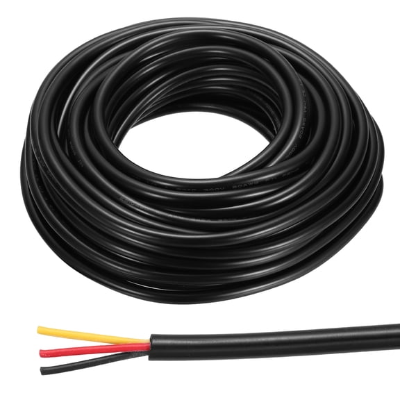 20AWG Electrical Wire 3 Conductors 33FT/10m UL2464 Power Cable Flexible Extension Signal Signal Cable Black for LED Strips Lamps Lighting Power Supply