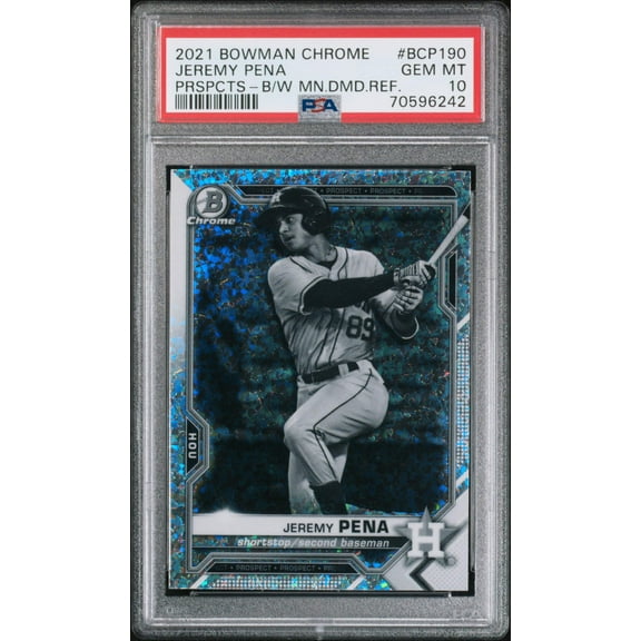 Graded 2021 Topps Bowman Chrome Jeremy Pena #BCP190 Prospects B/W Mini Diamond Refractor Rookie RC Baseball Card PSA 10 Gem Mint