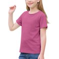 thumbnail image 4 of Jinhomg Toddler Boys Girls T Shirts Casual Comfy Short Sleeve Summer Tops Plain Solid Crew Neck Basic Tees Little Kids Cute Pullovers Hot Pink 7 Years, 4 of 10