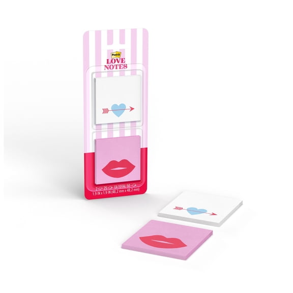Post-it Arrow & Heart and Lips Notes, 1.9 in x1.9 in, 2 Pads