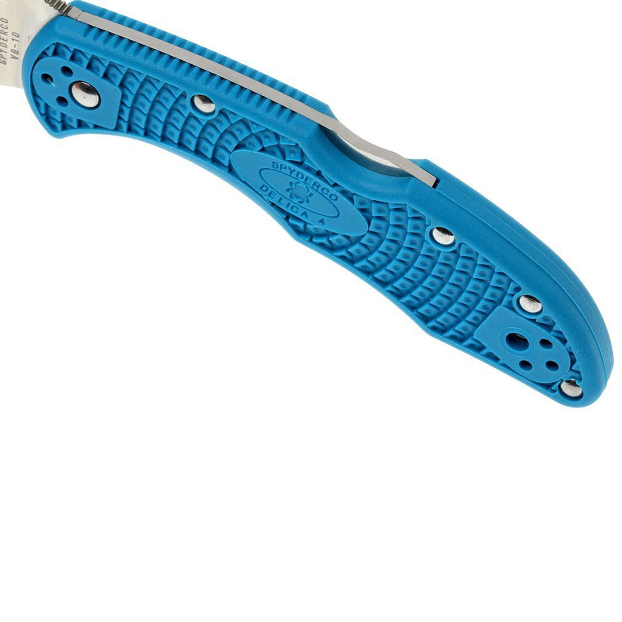 Spyderco Delica 4 Lightweight Blue FRN Flat Ground PlainEdge Folding Knife