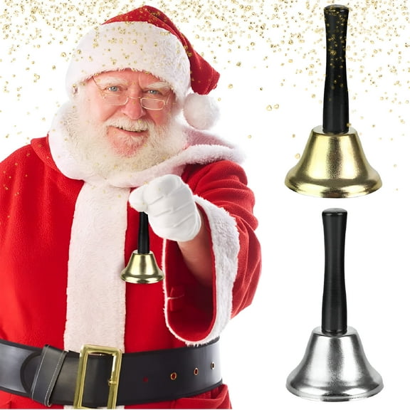 ACDANC 2 Pack Hand Bell, Small Bell Ringing Bell with Handle, Dinner Bells for Inside Classroom Bell, for Food Line, Alarm, Jingles, Ringing