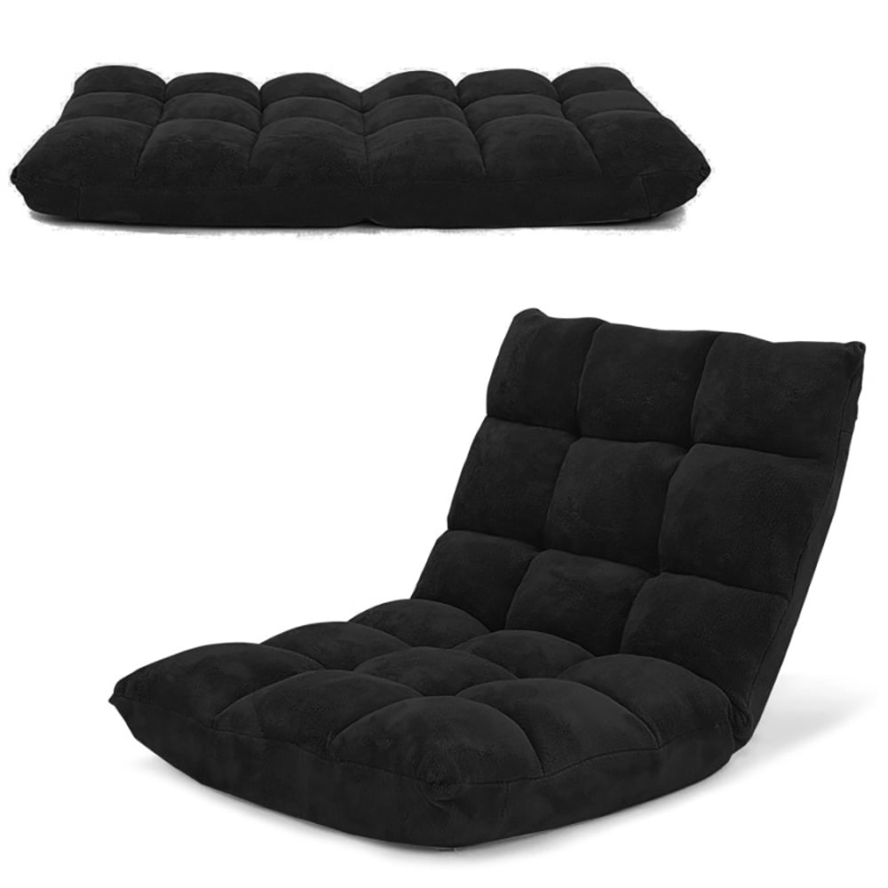 Finihen Adjustable 14-position Cushioned Floor Chair, Folding Lazy Sofa Chair for Living Room, Bedroom, for Gaming, Reading, Black Finihen Adjustable 14-position Cushioned Floor Chair, Folding Lazy Sofa Chair for Living Room, Bedroom, for Gaming, Reading, Black