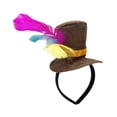 thumbnail image 3 of Mini sombrero de copa, tocado, plumas artificiales, accesorios para disfraces, tocado para baile con diadema, 3 of 8