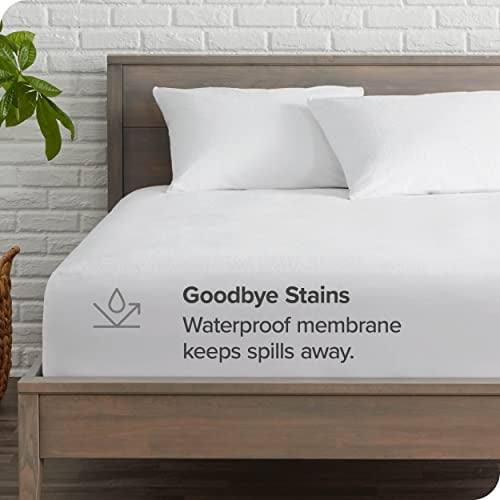 Protector de colchón de tamaño largo y larga desnuda - Protector de colchón 100% impermeable Premium - Protector de colchón de enfriamiento sin vinilo (XL completo, blanco) Bare Home Ver descripción