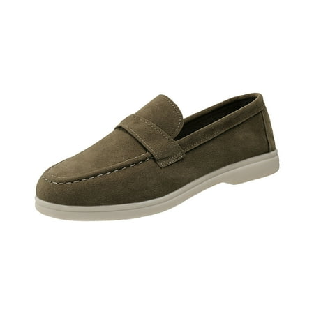Women s Suede Loafer Shoes Slip On Comfortable Driving Moccasins Flats Breathable Lightweight Walking Sneakers Army Green 42
