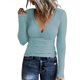 thumbnail image 1 of Camisa ajustada de manga larga AKEWEI para mujer azul claro talla L, 1 of 5