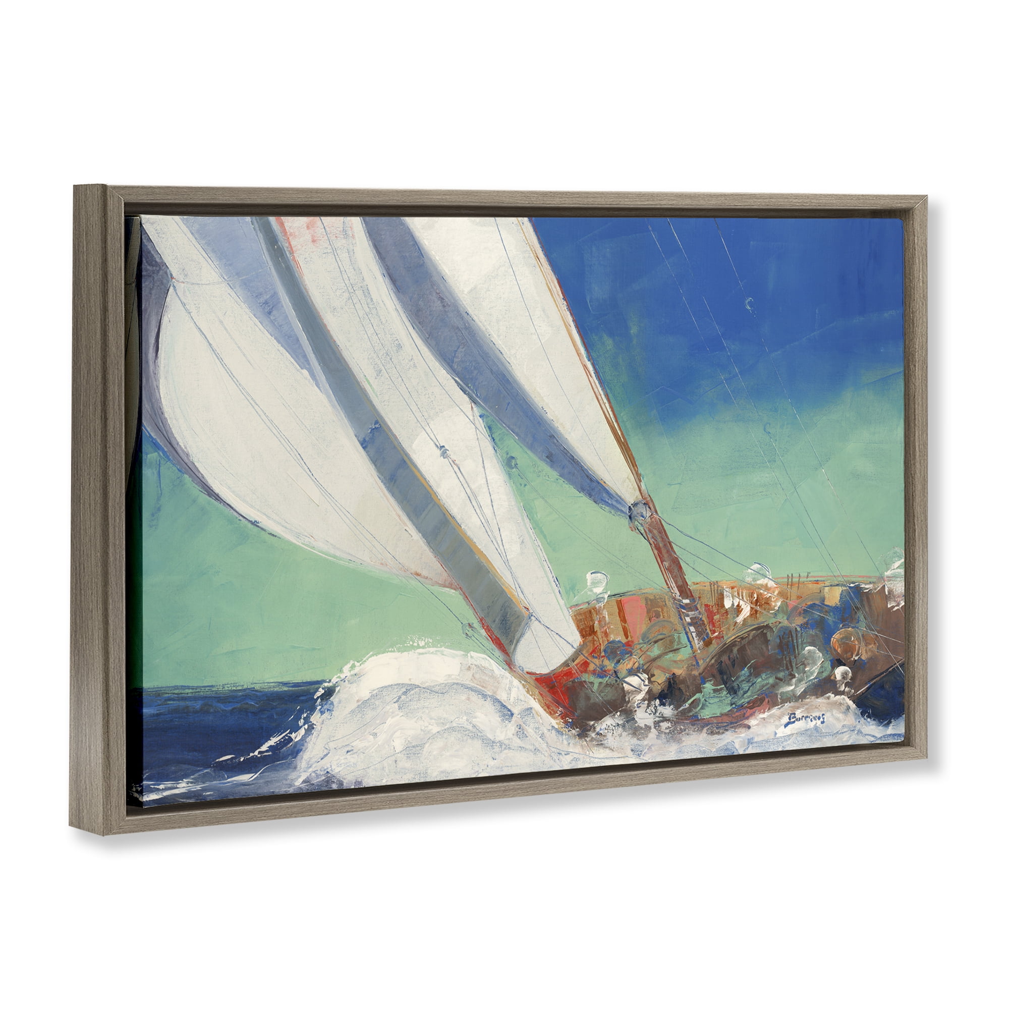 Stupell Industries Maritime Boat Hull Nautical & Beach Painting Brown Floater Framed Canvas Art Print Wall Art, 25 x 17