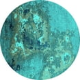 thumbnail image 1 of Ahgly Company Machine Washable Indoor Round Oriental Turquoise Blue Industrial Area Rugs, 3' Round, 1 of 4
