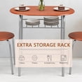 thumbnail image 6 of Ktaxon 3 Piece Dining Set, Compact 2 Chairs and Table Set with Oval Tabletop Small Kitchen Dining Set for 2, Perfect for Apartment & Small Spaces, Cherry Brown & Sliver, 6 of 9