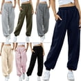 thumbnail image 2 of Pantalones cálidos de invierno, pantalones deportivos de polar para mujer, pantalones deportivos casuales de uso diario, pantalones largos, pantalones deportivos de color sólido multicolor para otoño, 2 of 5