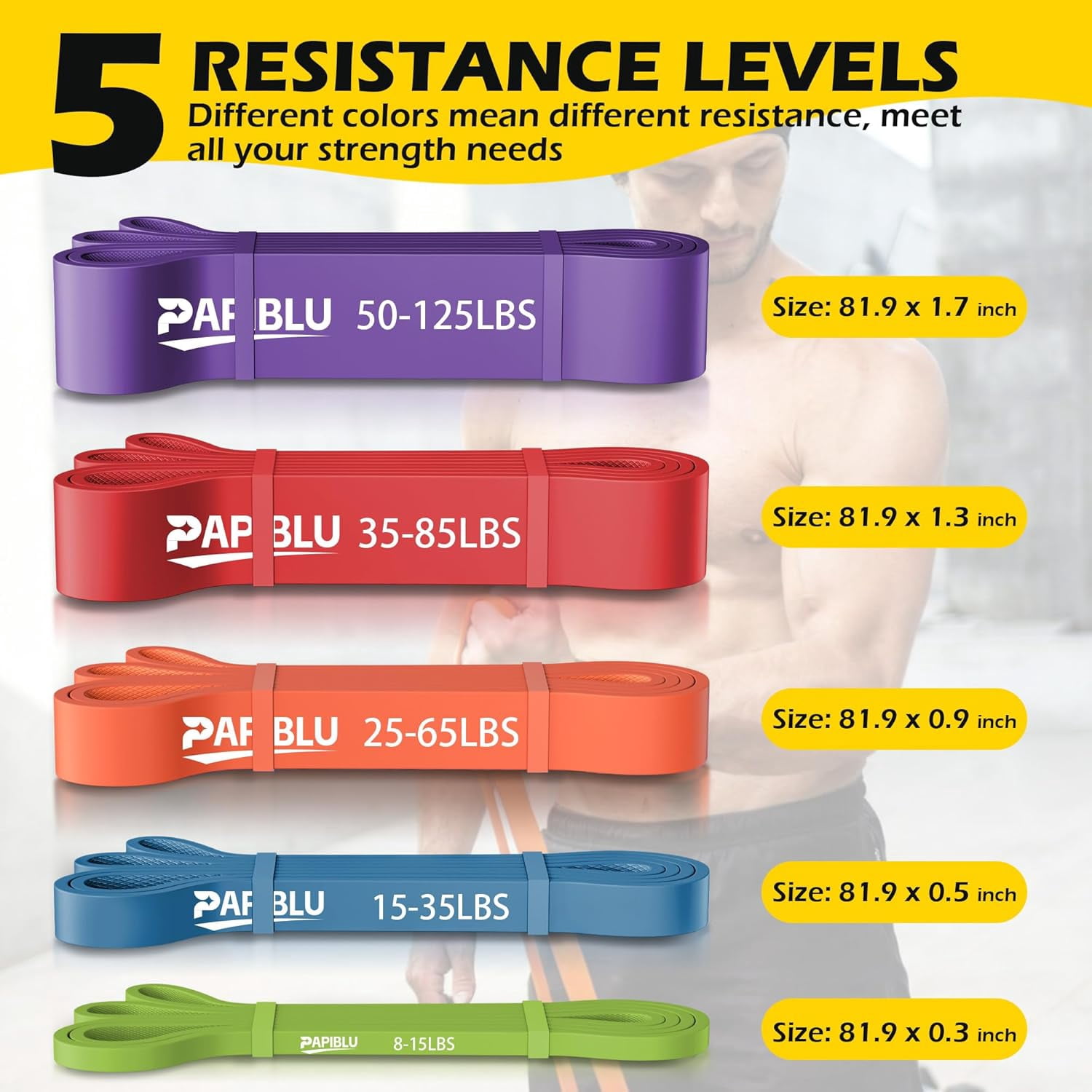 JJEAN-Pull Up Bands, Resistance Bands Set for Pull-Up Assistance, Exercise Bands with Door Anchor & Grip Pads for Men & Women Working Out, Physical Therapy, Muscle Training