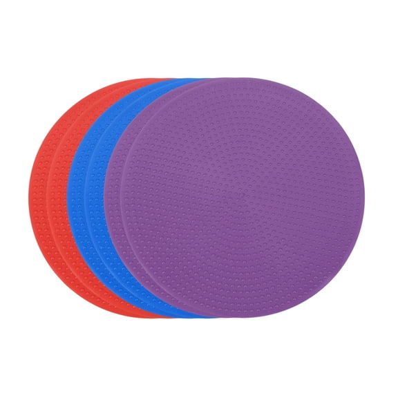 Uxcell Spot Markers 4 Inch, 6 Pcs Non-Slip Floor Dots Agility Markers Flat Field Cones Poly Dots for Gym PE Speed Training Dance Soccer Basketball Sports, Red/Blue/Purple