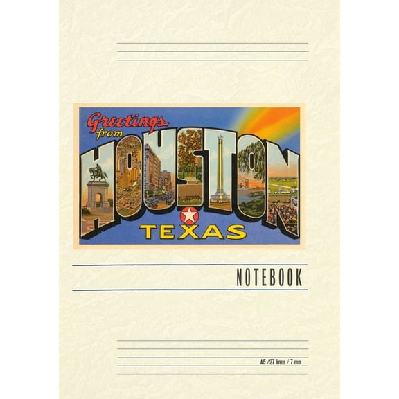 Vintage Lined Notebook Greetings from Houston, Texas, (Paperback)