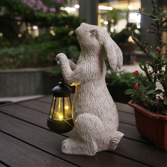 Estatua solar de jardín REYISO Rabbit 20x12x30 cm para exteriores