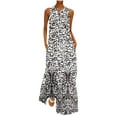 thumbnail image 1 of SMihono Robe Maxi Bohème d'Été pour Femmes Grande Taille Mode d'Été Imprimée Col en V Sans Manches Robe à Enfiler avec Poches Robe de Plage, 1 of 5