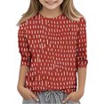 thumbnail image 2 of Frwgonr Tshirts for Kids Girls Red Crewneck Dressy Casual Tops Printed Lightweight Loose Cute T Shirts Size 3T-12, 2 of 5