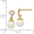 thumbnail image 4 of 14K Yellow Gold 6-7mm Round Fwc Pearl .01Ct Heart Diamond Dangle Earrings (14 X 6) Made In India xe2499aa, 4 of 5