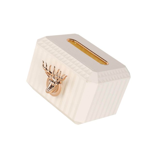 serony Napkin Paper Holder Deer Head Sculpture Tissue Box for Countertop White