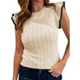 thumbnail image 2 of LANGWYQU Ruffle Puff Sleeve Women Slim Fit Casual Knit Tops Tank Tops, 2 of 5
