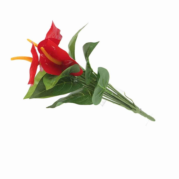 Flores, Ramo de Flores Artificiales, Flores Falsas para decoración, Flores de Anturio Rojo para decoración de boda, Hogar y Jardín