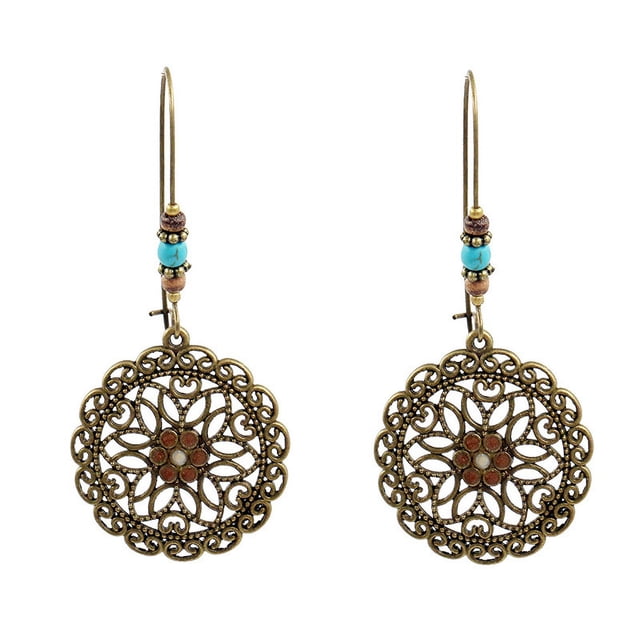 Pendientes retro exagerados de estilo étnico europeo y americano Pendientes de borlas de cuentas de arroz bohemios