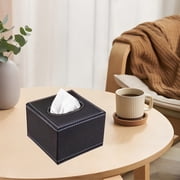 Qiweii Leather Tissue Box Cover European Style Hotel Restaurant Desktop Drawer Organizer, Home Office Decorative Holder for Napkins