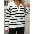 thumbnail image 4 of Sweaters for Women V Neck Long Sleeve Striped Knit Pullover Sweaters Tops Winter Sweaters Alsol Lamesa, 4 of 6