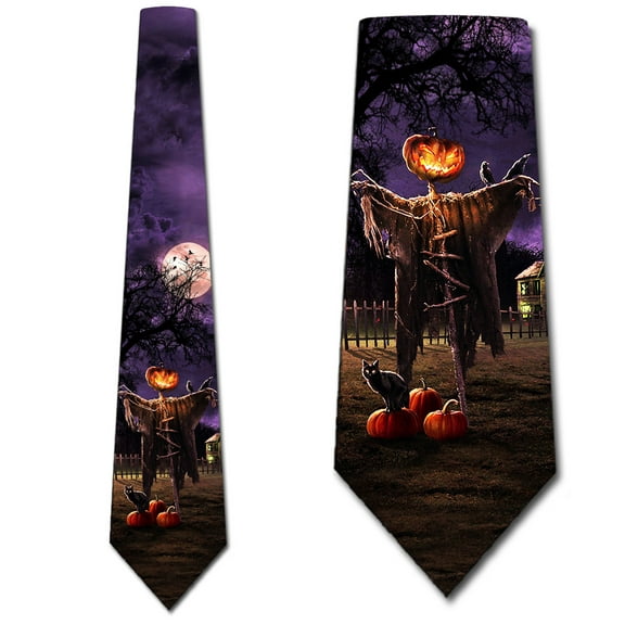 Haunted Scarecrow Ties Scary Tie Men's Halloween Neck Ties Brand New
