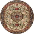 thumbnail image 1 of Ahgly Company Indoor Round Traditional Brownish Green Medallion Area Rugs, 3' Round, 1 of 6