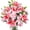 Pink, variant on PINSAI Artificial Flowers Velvet Realistic Red Roses and Latex Lilies Flowers Bouquet Decorations Flower Arrangements for Mother's Day Wedding Party Bouquet Table