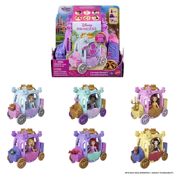 Disney Princess Carriage Reveal Surprise Small Doll, Vehicle & Figure (Characters May Vary)